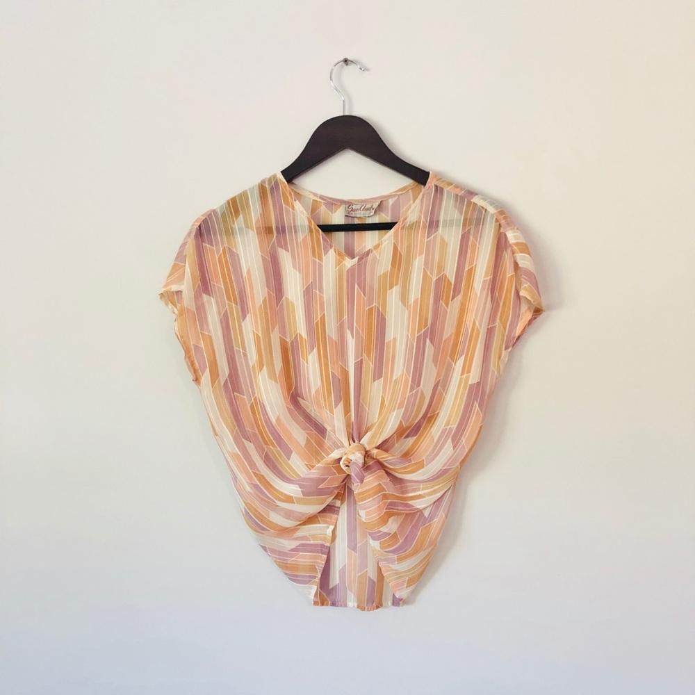Art Deco Sheer Chiffon Pastel Boxy Top